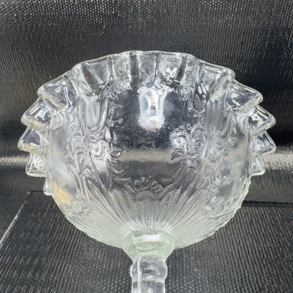 Antique Clear Footed Compote Dish Bowl Wavy Edges Glassware Decor Dish Bowl VTG - Picture 6 of 10